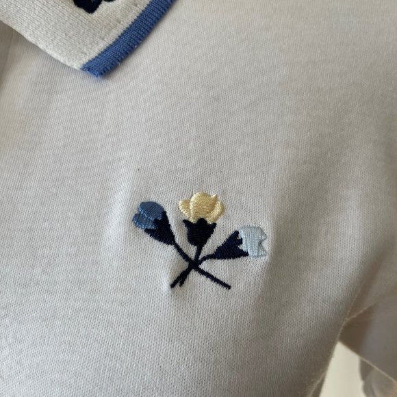 Vintage Polo Shirt With Embroidered Flowers - Picture 5 of 8